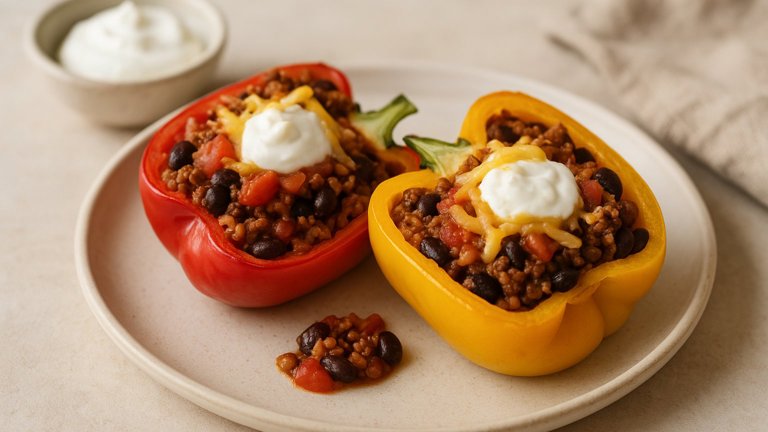 Lean Beef Burrito Stuffed Peppers