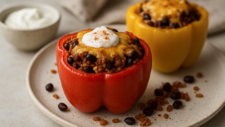 Lean Beef Burrito Stuffed Peppers