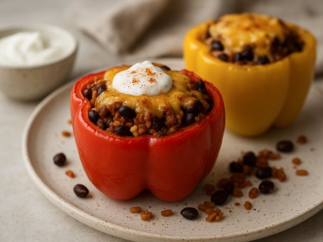 Lean Beef Burrito Stuffed Peppers