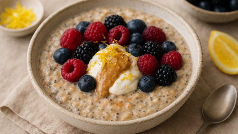 Lemon Berry Cheesecake Protein Oats