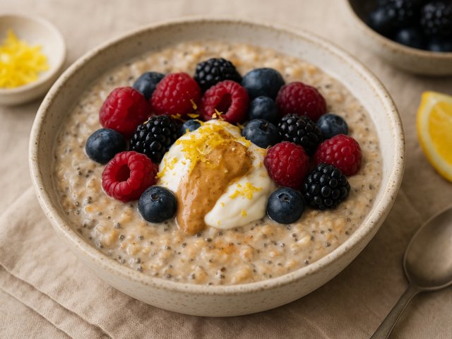 Lemon Berry Cheesecake Protein Oats