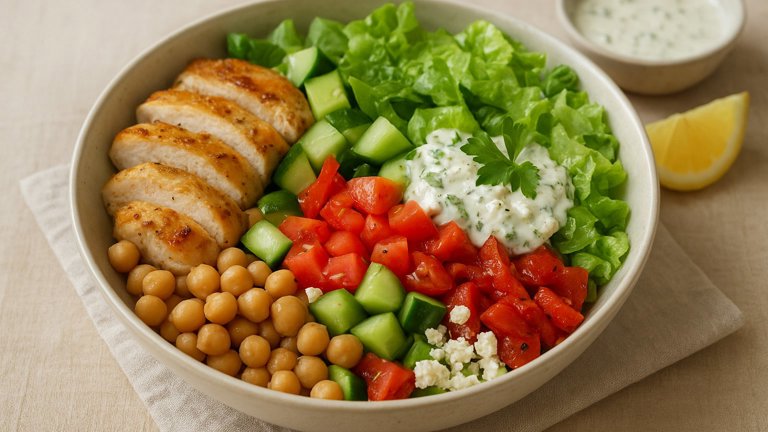 Lemon Chicken Chickpea Garden Salad