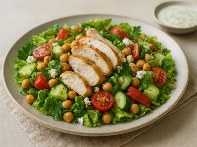 Lemon Chicken Chickpea Garden Salad