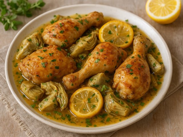 Lemon Chicken With Marjoram And Artichokes