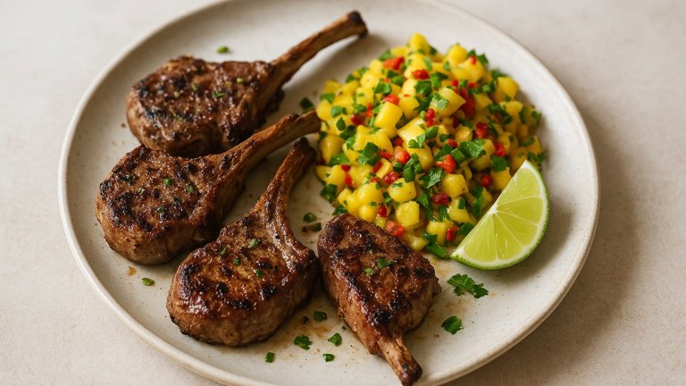 Lemongrass & LIME LAMB Chops WITH A Spicy Mango Salsa
