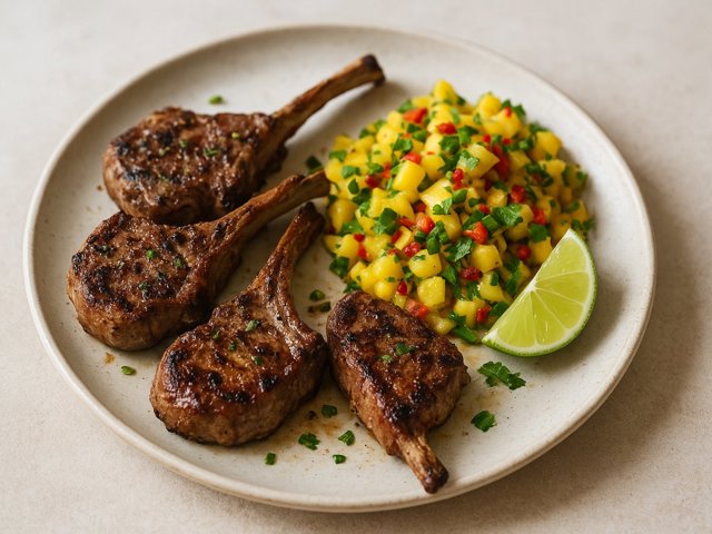 Lemongrass & Lime Lamb Chops With A Spicy Mango Salsa