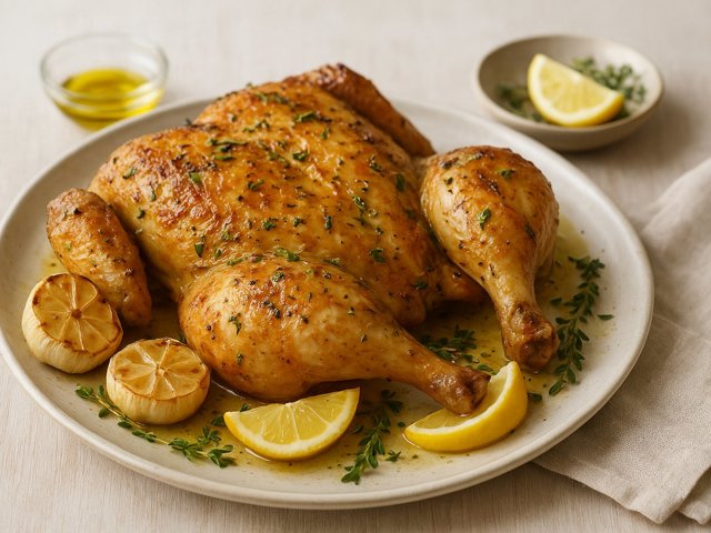 Lemon-Thyme Butterflied Roast Chicken