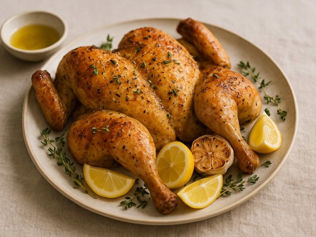 Lemon-Thyme Butterflied Roast Chicken