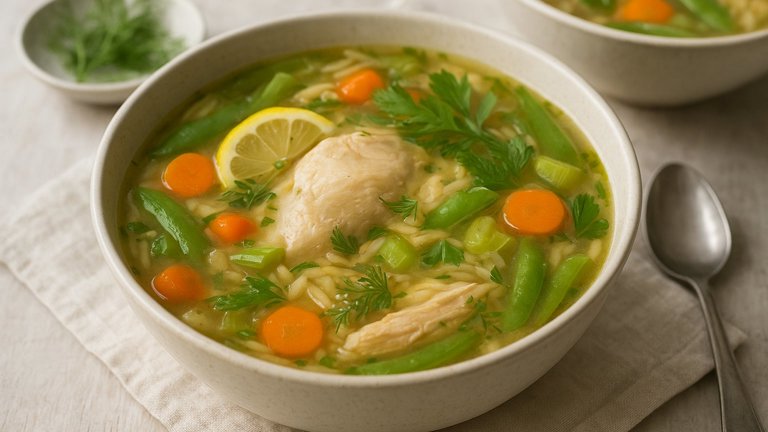 Lemony Chicken & Orzo Soup