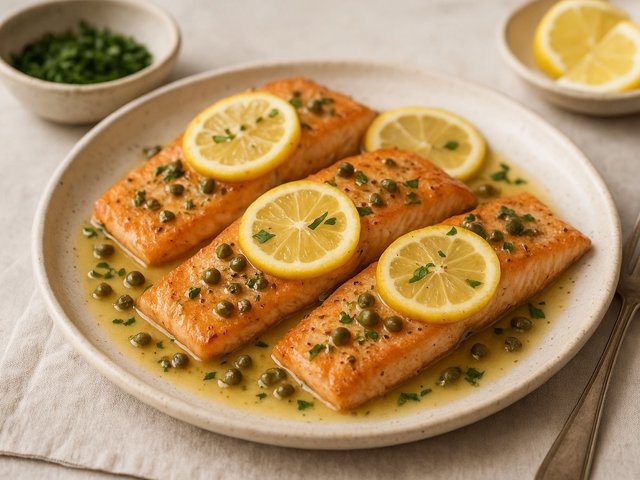 Lemony Salmon Piccata