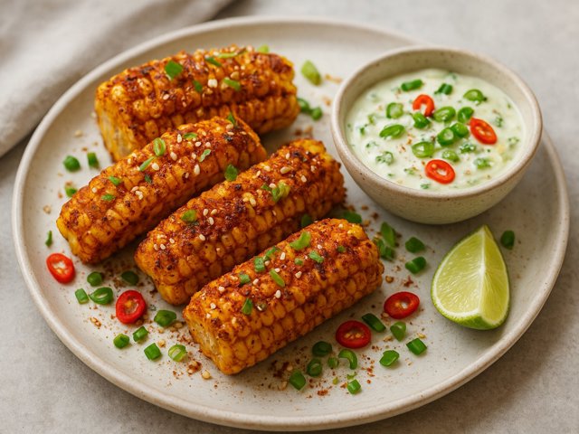 Lip-Smacking Corn Ribs With Green Chilli Mayo