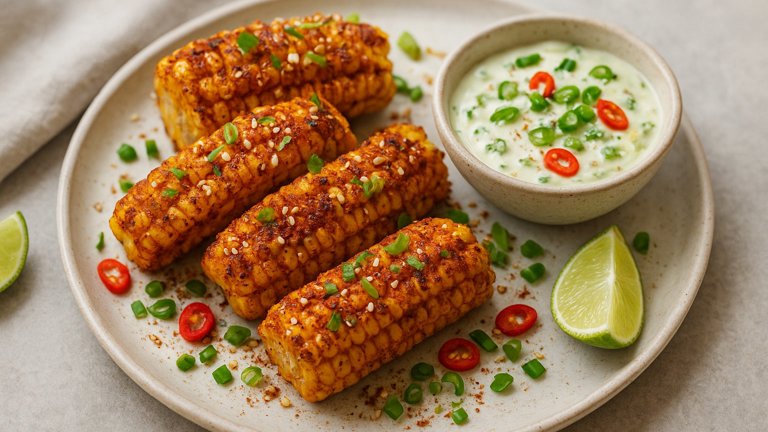 Lip-Smacking Corn Ribs With Green Chilli Mayo