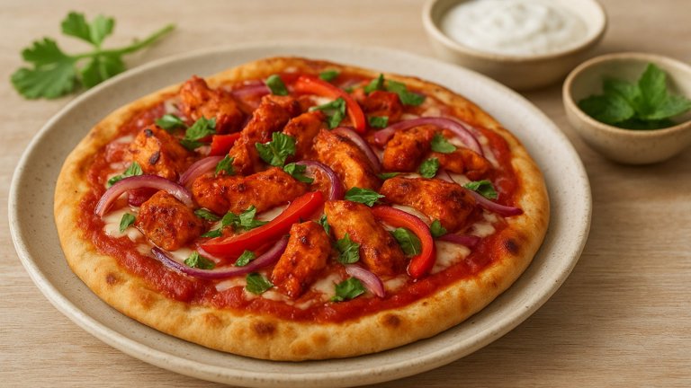 Lunch — 650 Kcal Indian Tandoori Chicken Naan Pizza