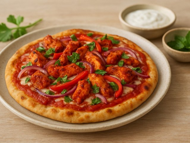 Lunch — 650 Kcal Indian Tandoori Chicken Naan Pizza