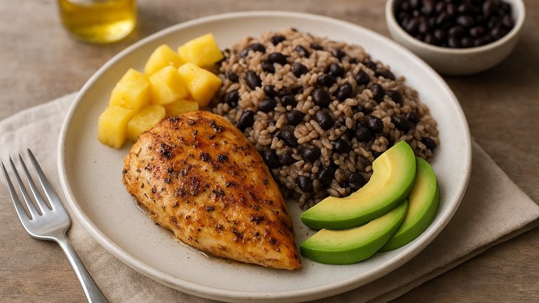 Lunch — Cuban Mojo Chicken & Black Bean Rice Fortress