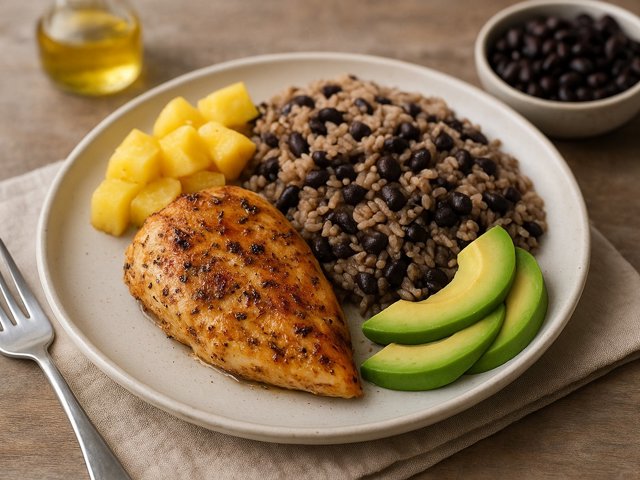 Lunch — Cuban Mojo Chicken & Black Bean Rice Fortress