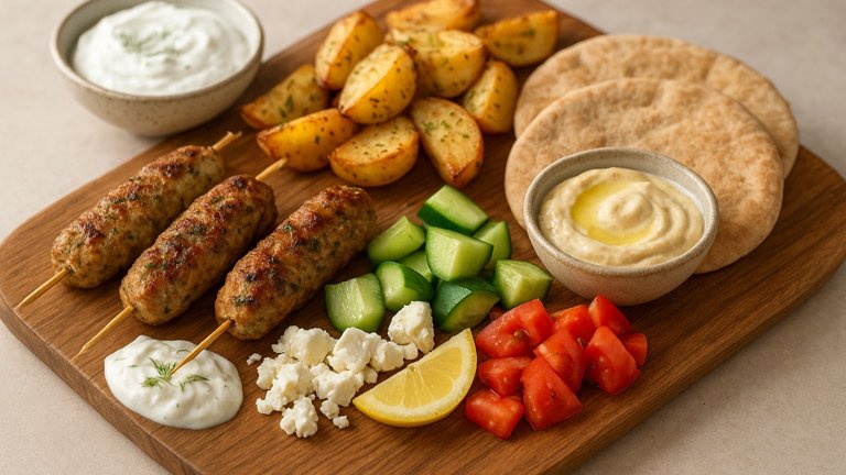 Lunch — Greek Olympian Turkey Kofta Pita Board