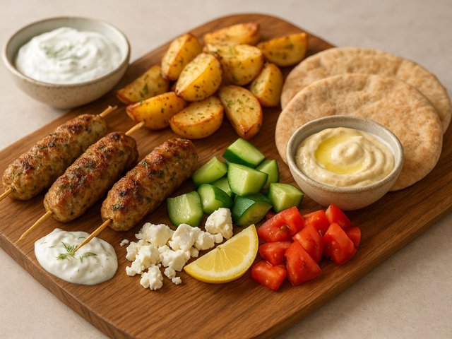 Lunch — Greek Olympian Turkey Kofta Pita Board