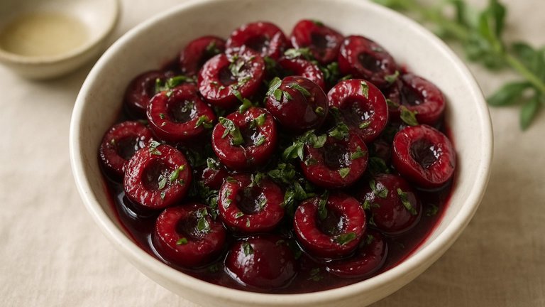Macerated Cherries With Herbs