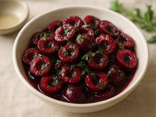 Macerated Cherries With Herbs