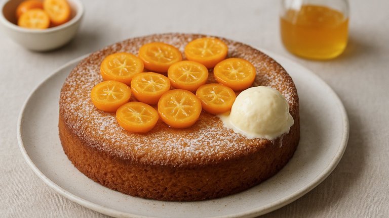 Mallorcan Almond CAKE With Orange Blossom And Kumquats