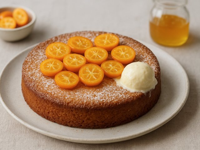Mallorcan Almond CAKE With Orange Blossom And Kumquats