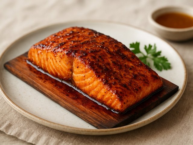 Maple-Chipotle Cedar Plank Grilled Salmon