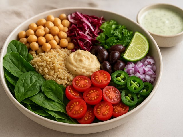 Mediterranean Buddha Bowl With Cucumber-Dill Dressing