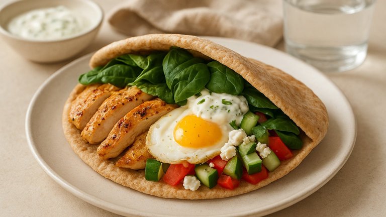 Mediterranean Chicken Breakfast Pita
