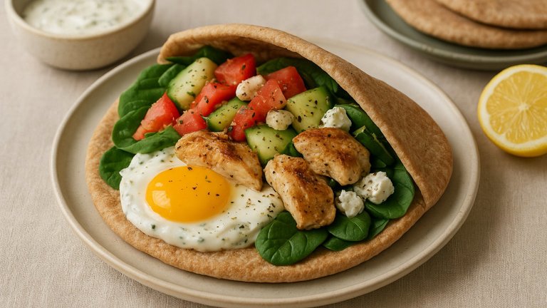 Mediterranean Chicken Breakfast Pita