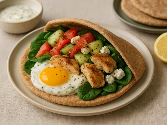 Mediterranean Chicken Breakfast Pita