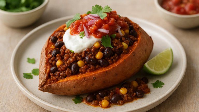 Mexican Ancho Beef Stuffed Sweet Potato 650Kcal