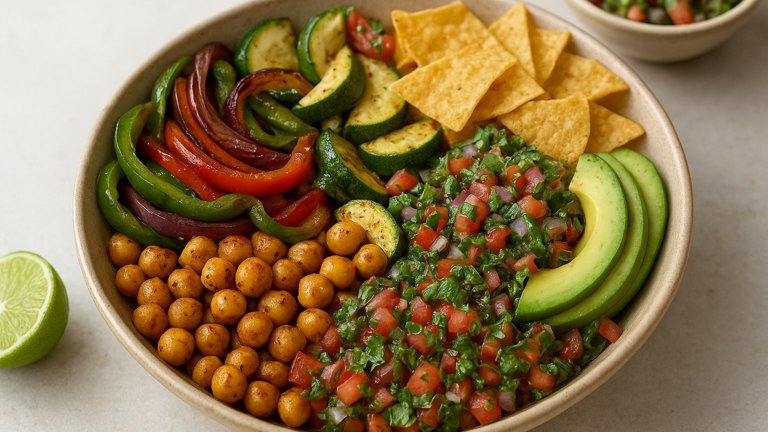 Mexican Veggie Fajita Bowl With Cilantro-Lime Salsa