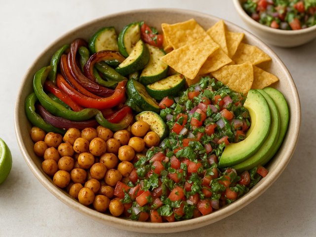 Mexican Veggie Fajita Bowl With Cilantro-Lime Salsa