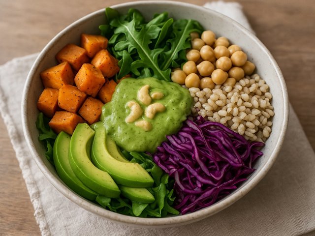 Mighty Green Macro Bowl With Matcha-Cashew Dressing