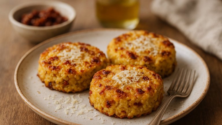 Millet Cakes With Parmesan And Sun-Dried Tomatoes