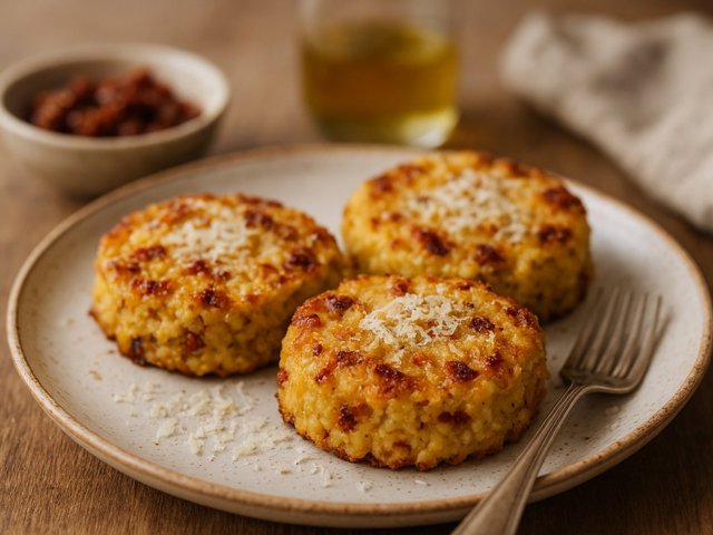 Millet Cakes With Parmesan And Sun-Dried Tomatoes