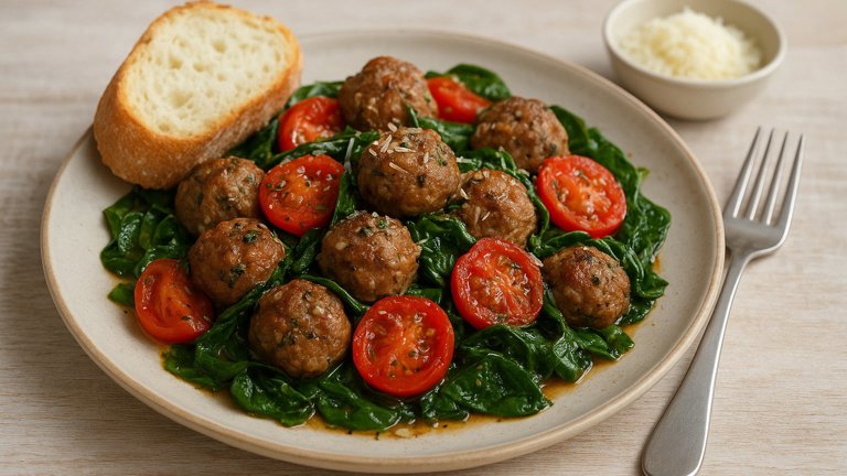 Mini Meatballs with Garlicky Tomatoes