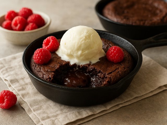Molten Chocolate Skillet Brownies