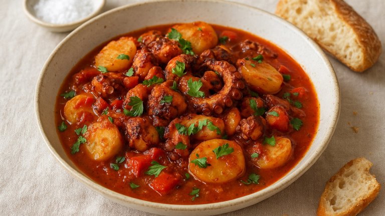 MOROCCAN-SPICED OCTOPUS and POTATO STEW
