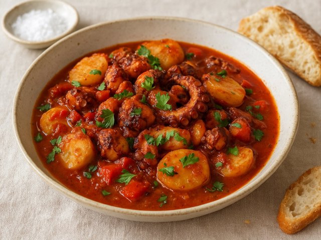 Moroccan-Spiced Octopus And Potato Stew