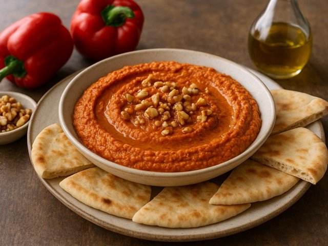 Muhammara (Roasted Red Pepper And Walnut Dip)