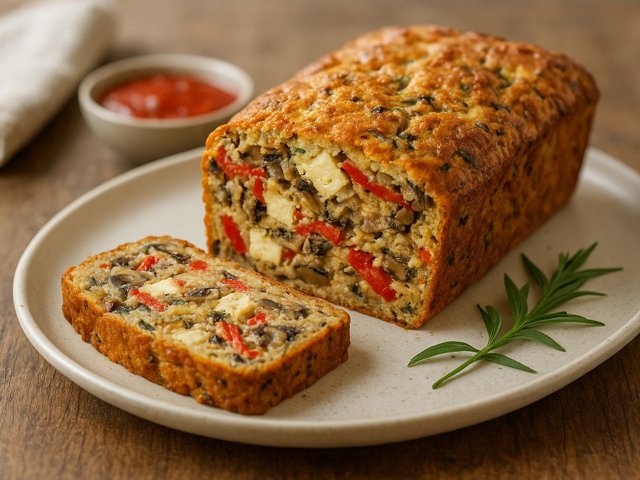 Mushroom, Red Pepper And Paneer Loaf