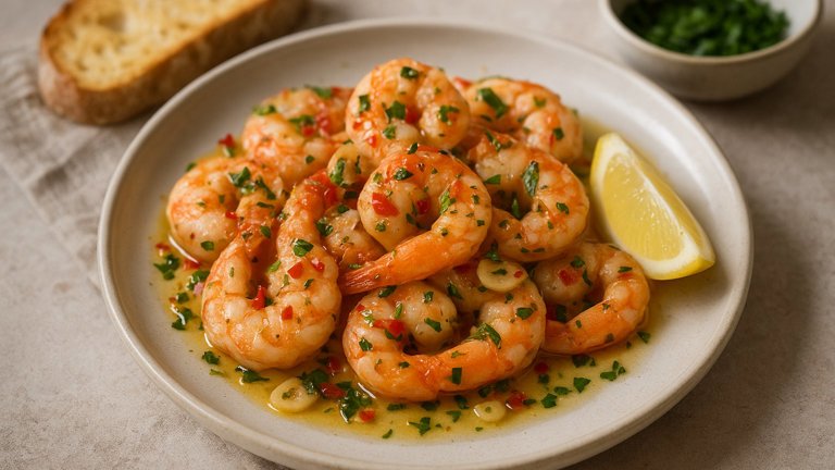 Olive Oil-Fried Prawns With Garlic And Chilli