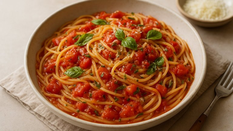 One-Pan Pasta WITH Tomatoes AND Herbs