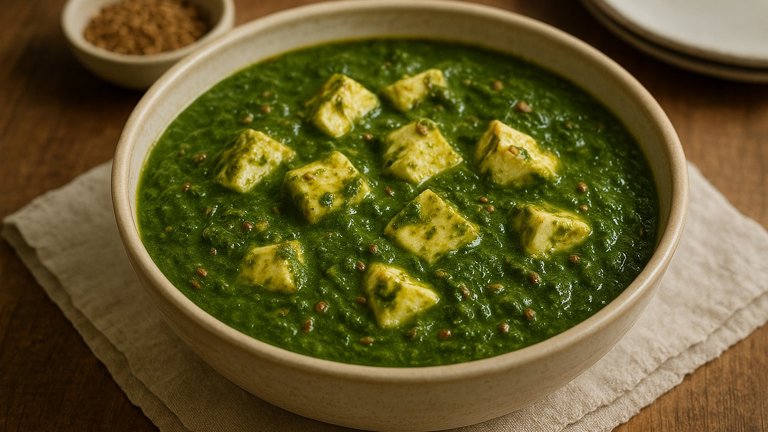Palak Paneer (Curried Spinach WITH Fresh Cheese)