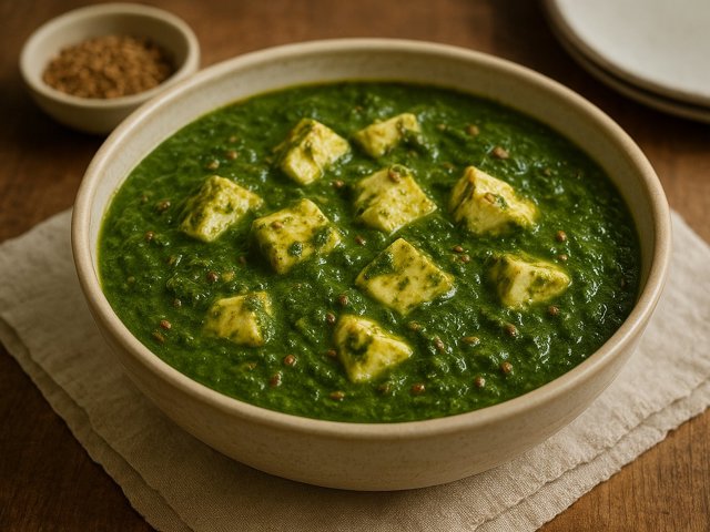 Palak Paneer (Curried Spinach WITH Fresh Cheese)