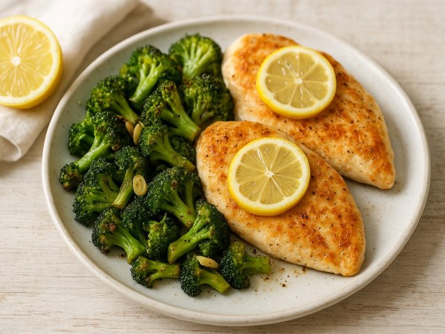Pan-Fried Chicken With Lemony Roasted Broccoli
