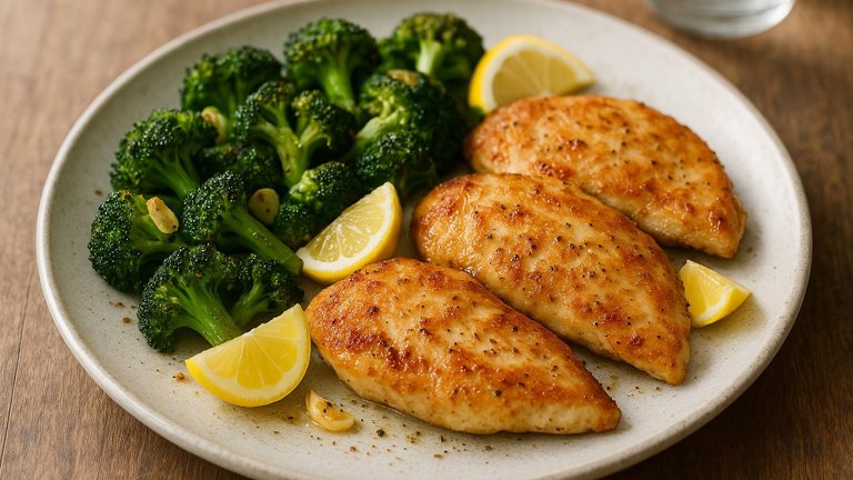 Pan-Fried Chicken With Lemony Roasted Broccoli