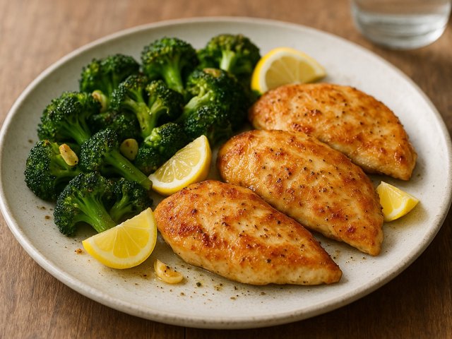 Pan-Fried Chicken With Lemony Roasted Broccoli